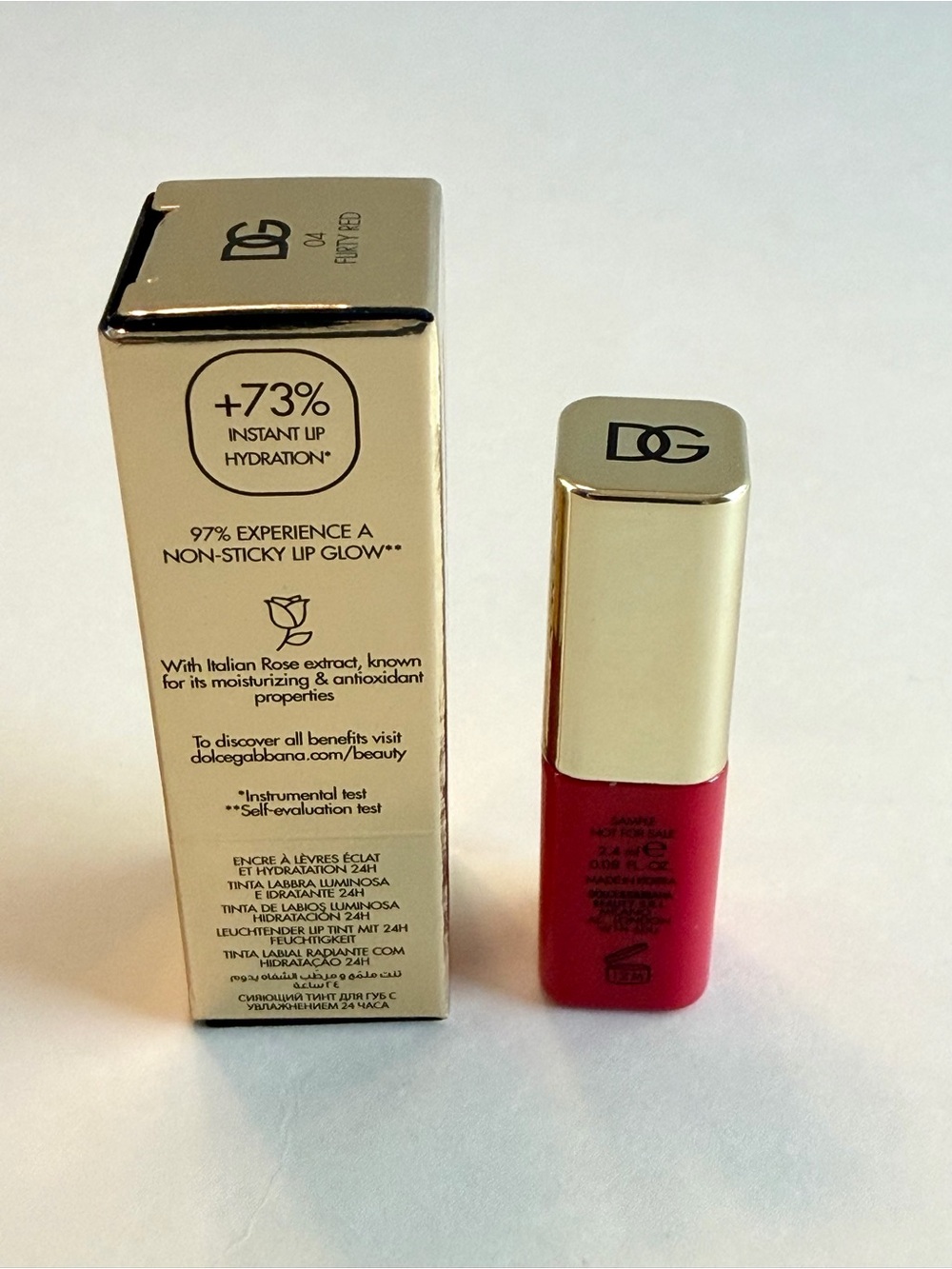Dolce & Gabbana Rose Dew Lip Bite 24H Hydrating Glossy Lip Tint in Flirty Red - Picture 3 of 6